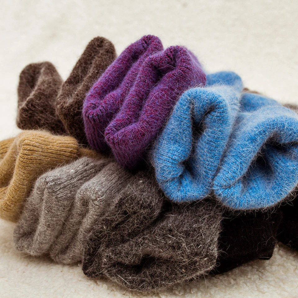 5Pack Wool Angora Crew Fuzzy Casual Solid Boots Warm Women Thick Color Socks 5-9 - Image 2 of 4
