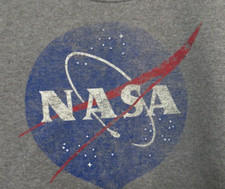 Gildan Heavy Blend NASA Sweatshirt Womens Small Gray Blue Red Crew Neck Long Slv