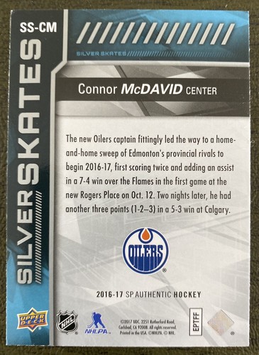 2016-17 SPA SILVER SKATES #SS-CM Conner McDavid Edmonton Oilers - Picture 2 of 2