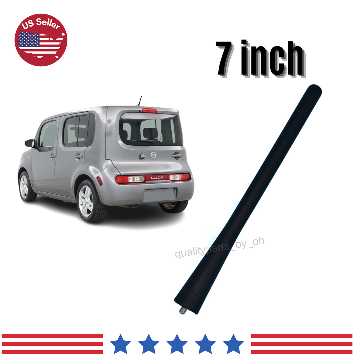 7 Inch Black Stainless Antenna Mast Power Radio AM/FM For NISSAN CUBE 2009 2014 New
