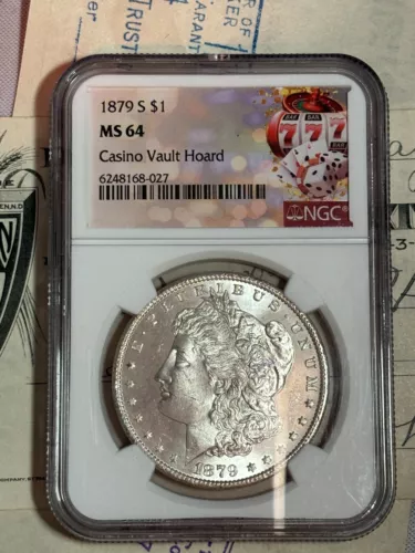* 1879-S * MORGAN DOLLAR Beaming Luster, NGC MS-64, Casino Vault Hoard Pedigree