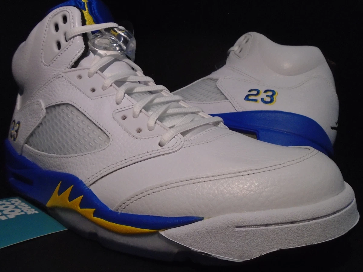 Blue yellow jordan 5s top