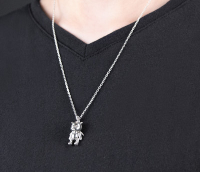 Final Fantasy XIV 14 Articulated Moogle Silver Necklace Pendant +