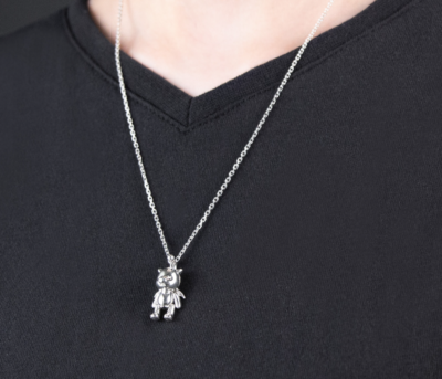 Final Fantasy XIV 14 Articulated Moogle Silver Necklace Pendant +