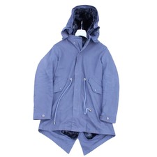 At.p.co Anorak Parka Jacket Womens Medium Blue Faux Fur Lined Warm Cotton Hooded