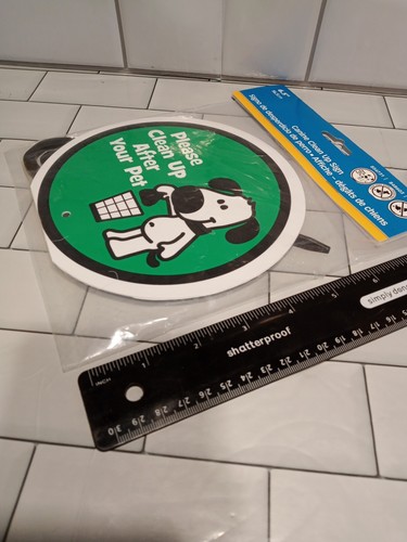 6 1/2" Canine Clean Up Sign With Yard Stake New In Package Ships FREE - Picture 7 of 8