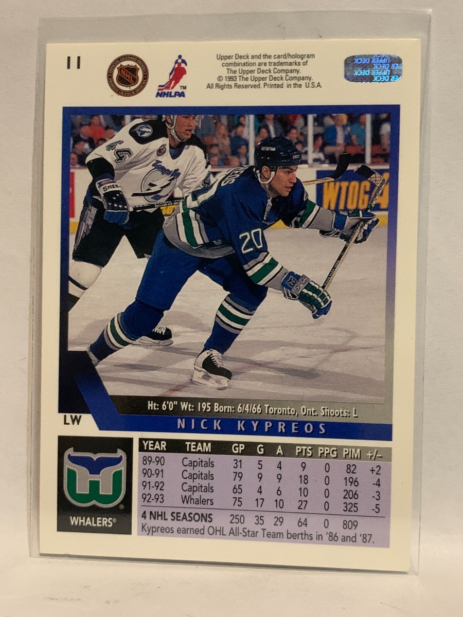 11 Nick Kypreos Hartford Whalers 1993-94 Upper Deck Hockey Card | eBay