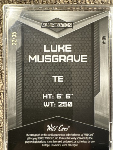 2023 wild card allumination Luke Musgrave 32/35 Auto - Picture 2 of 2