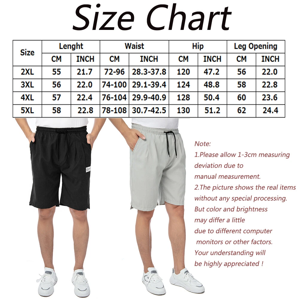 Us men's hotsell shorts size chart