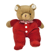 VINTAGE EDEN BABY TEDDY BEAR RED PAJAMAS W/ RIBBON STUFFED ANIMAL PLUSH TOY