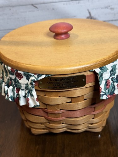 Longaberger Basket 1994 Christmas Jingle Bell With Lid Liner & Protector - Picture 12 of 21