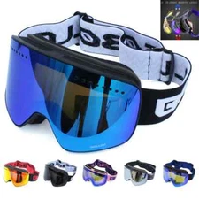 Polarized Ski Goggles Set, Magnetic Lens Spherical Snowboard Snow OTG Glasses