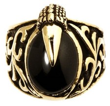 GOTHIC DRAGON CLAW GOLD BRASS RING
