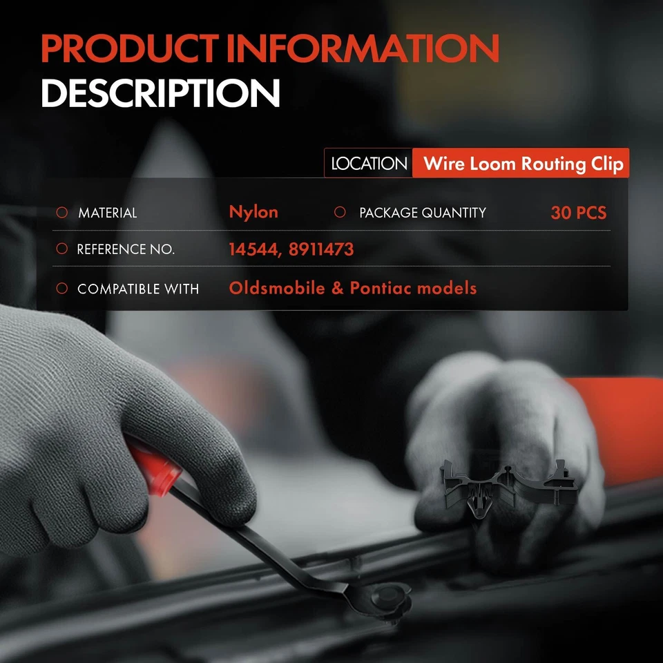 30 piezas clips de retención de nailon telar OD de 8,73 mm ID y 12,7 mm para Pontiac Oldsmobile Foto 2 de 4