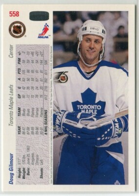 1991-92 Upper Deck #558 Doug Gilmour Toronto Maple Leafs | eBay