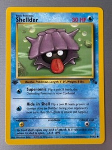 1st Edition Fossil Shellder Pokémon Card 54/62 Pokémon Card. Near Mint