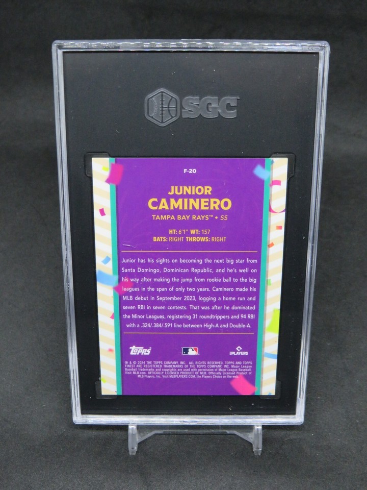 2024 TOPPS FINEST JUNIOR CAMINERO FIESTA SP ROOKIE SGC 9.5 TAMPA BAY