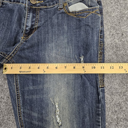 Hot Kiss Jeans Women's 13 Blue Skinny Lily Distressed Embellished Stretch Denim - Picture 22 of 24