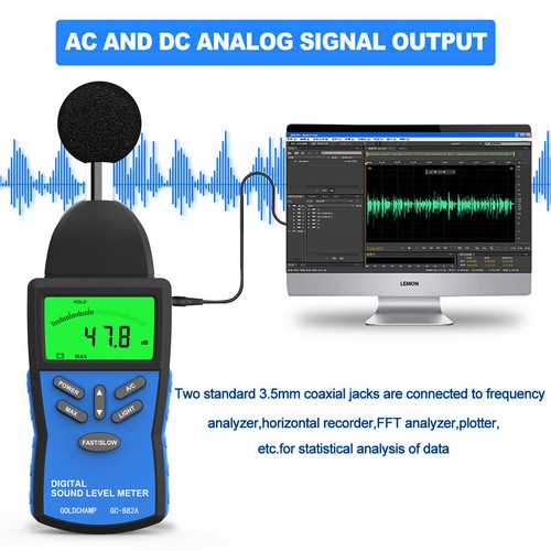 Sound Level Meter Digital Noise Test Decibel Measurement 30-130DB AC DC Analog - Picture 6 of 11