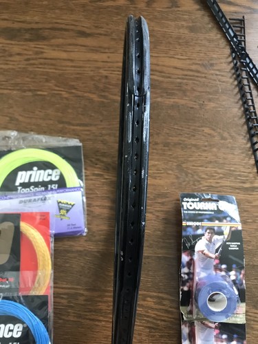 Raqueta de tenis Prince usada - ¡con nuevas cuerdas, agarre, protectores contra parachoques! Juego de 7 piezas - Imagen 6 de 12