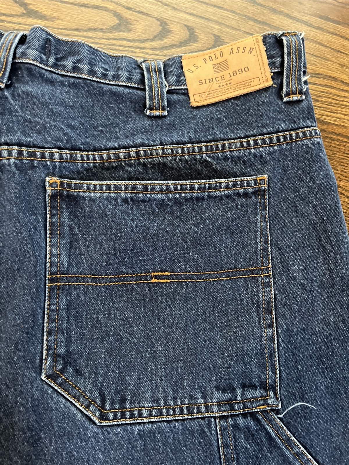 90s VTG US POLO ASSN. Carpenter Jeans USA Flag Logo 42x22 Wide Leg Y2K Baggy - View 3