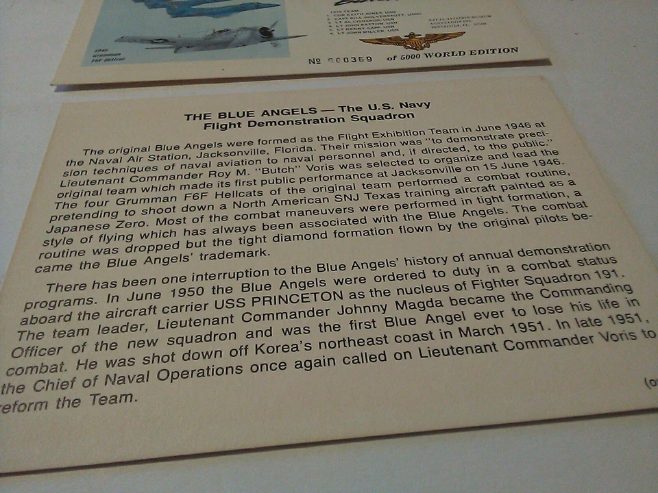 76' USPS stamp FDC Blue Angels Butch Voris signed USN Airlines limited RARE - Image 3 of 4