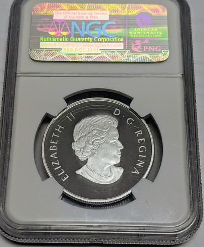 CANADA - NGC GRADED PFUC 68 EUOPLOCEPHALUS FOSSIL SILVER 4 DOLLARS 2010 - RARE - Picture 3 of 4
