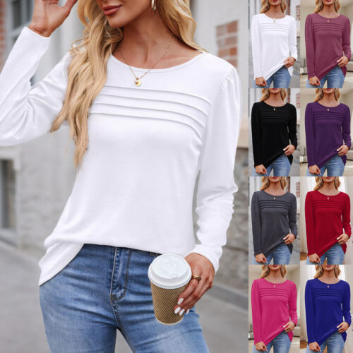 Women Long Sleeve Tunic Top Ladies Long Sleeve Basic Loose Casual T Shirt Blouse