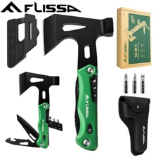 FLISSA Camping Axe Hammer 14-in-1 Multitool Hatchet Multi Tool Stainless Steel