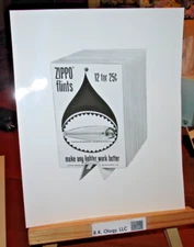 OFFICIAL ZIPPO MARKETING PHOTOGRAPH 1950'S display ZIPPO FLINTS, 8 x 10"