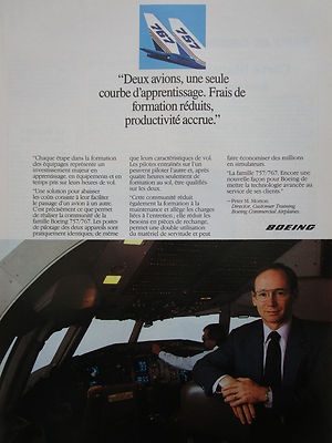 6/1989 PUB AVION BOEING 767 757 AIRLINER AIRLINES COCKPIT PETER MORTON FRANZÖSISCHE ANZEIGE