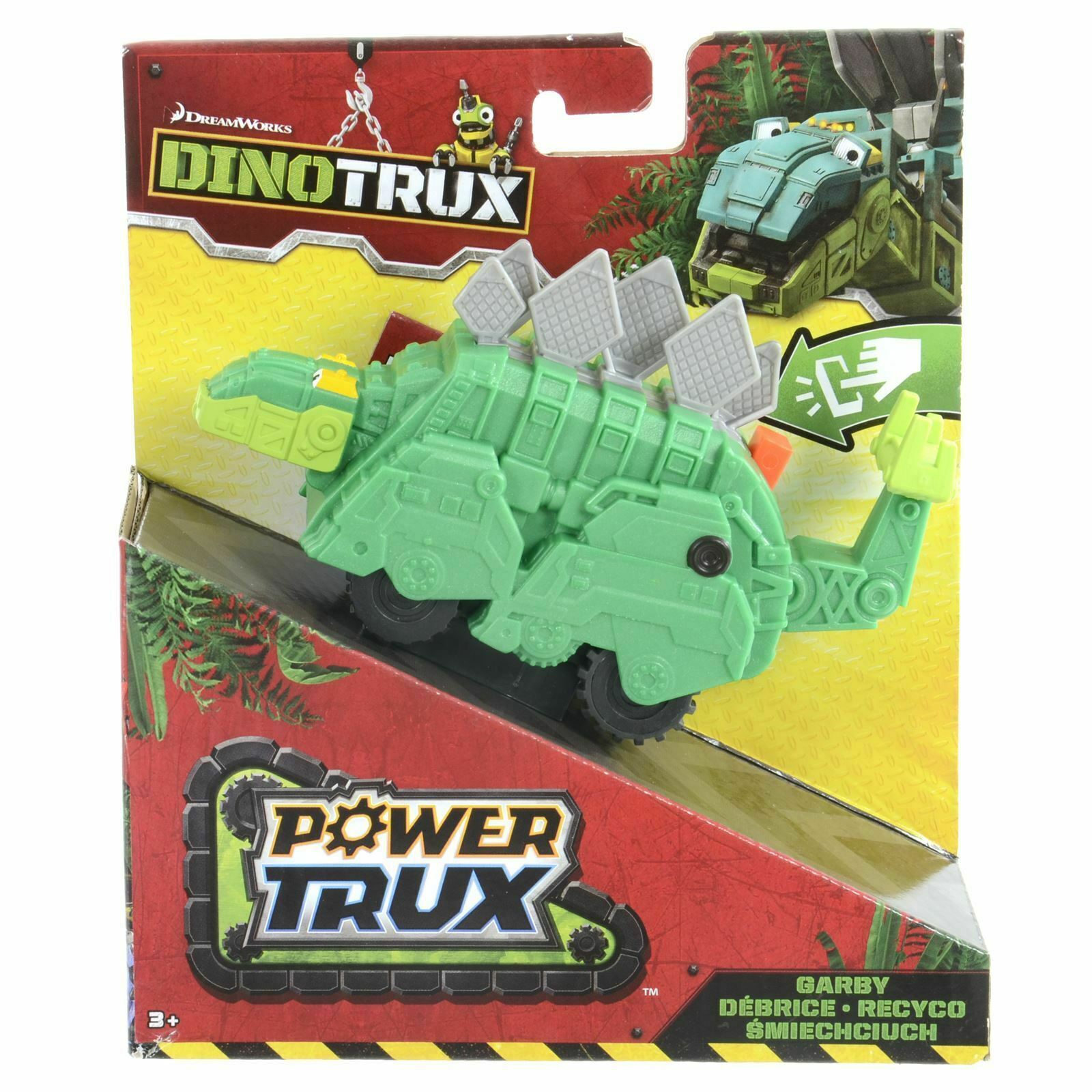 DinoTrux Power Trux Dozer Press And Go Motorised Vehicle Truck Action Toy Yellow Dinosaur 14cm