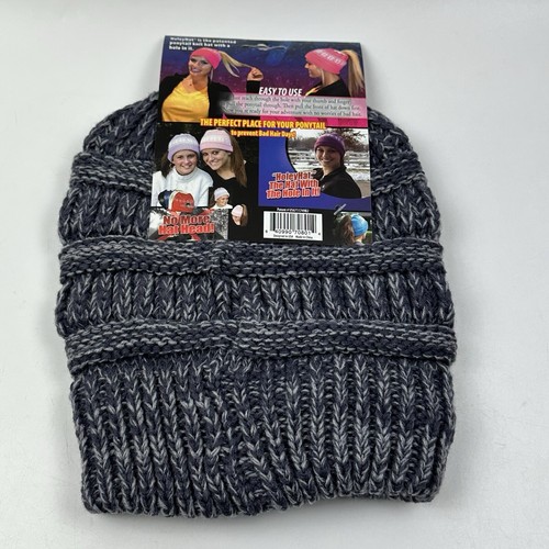 Holey Hat—Hat With A Hole For Your Ponytail Women’s NWT Plush Lined. Gray Blend - Picture 5 of 6
