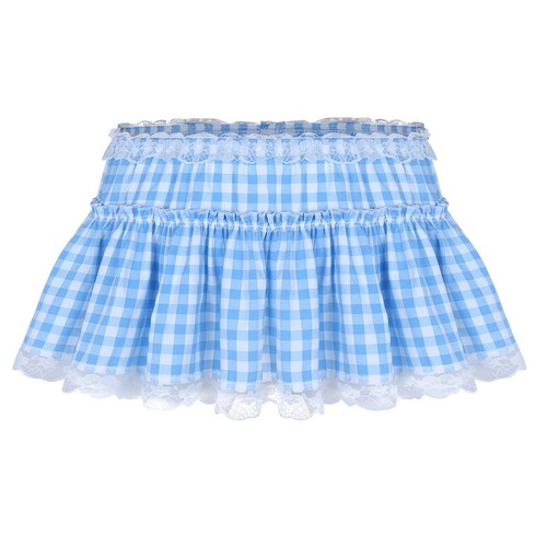 Sissy Mens Women Elastic Waist Gingham A-line Mini Pleated Skirts Fancy Dresses - Picture 22 of 23