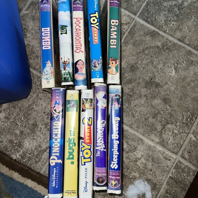 Vhs Disney Lot, 10 Titles Shown Above, Free Shipping!