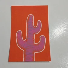 4x6 Inch Acrylic Painting Watercolor Paper Modern Art Title Texas Cacti A1