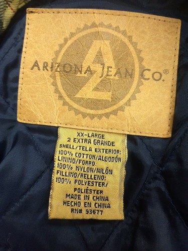 Men's 2XL Arizona Jean Co Flannel Plaid Zipper Shirt Jacket Quilted Lined B32 - Picture 11 of 12
