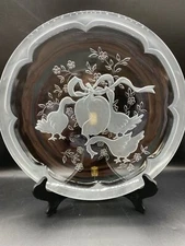 (A-3) International Japan Marmalade Glass Platter, plate  Geese Apple Ribbon