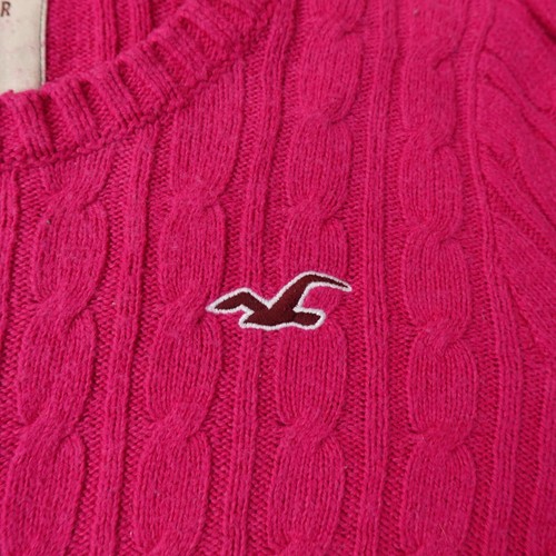Hollister Sweater Womens Medium Pink Irish Cable Aran Knit Fisherman Sweatshirt - Picture 2 of 10