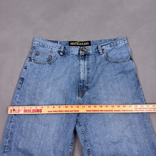 Vintage Nautica Shorts Men 36 Blue Denim Jean Jorts Faded Washed Out Loose Baggy - Picture 8 of 14