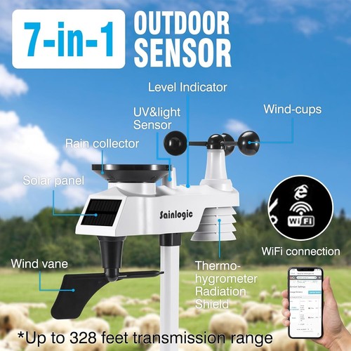 Stylish WiFi Weather Station: 8.3-Inch Color Display & Outdoor Sensors Included - Picture 5 of 9