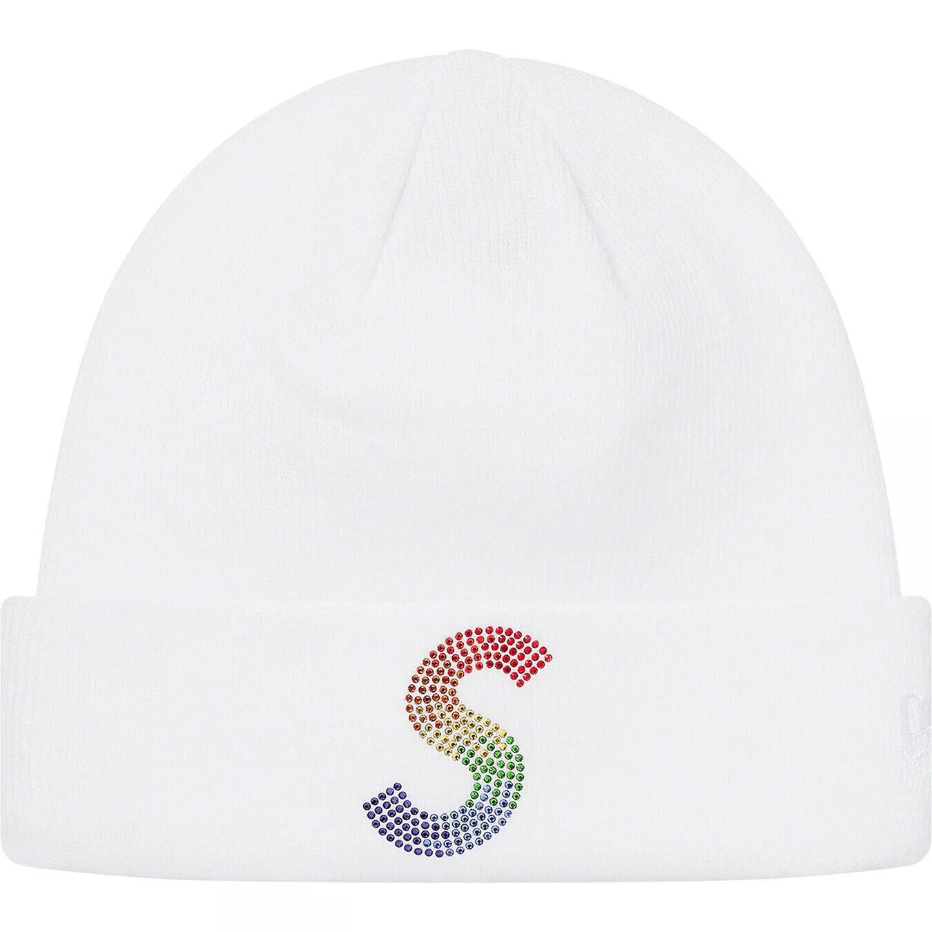 Supreme New Era Swarovski S Logo Beanie blanc taille unique livraison rapide