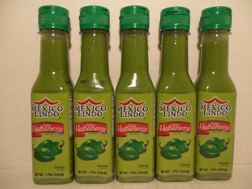 (5) Mexico Lindo Salsa Habanera Verde Habanero Extra Salsa Calda 5 once ciascuna - Foto 2 di 11
