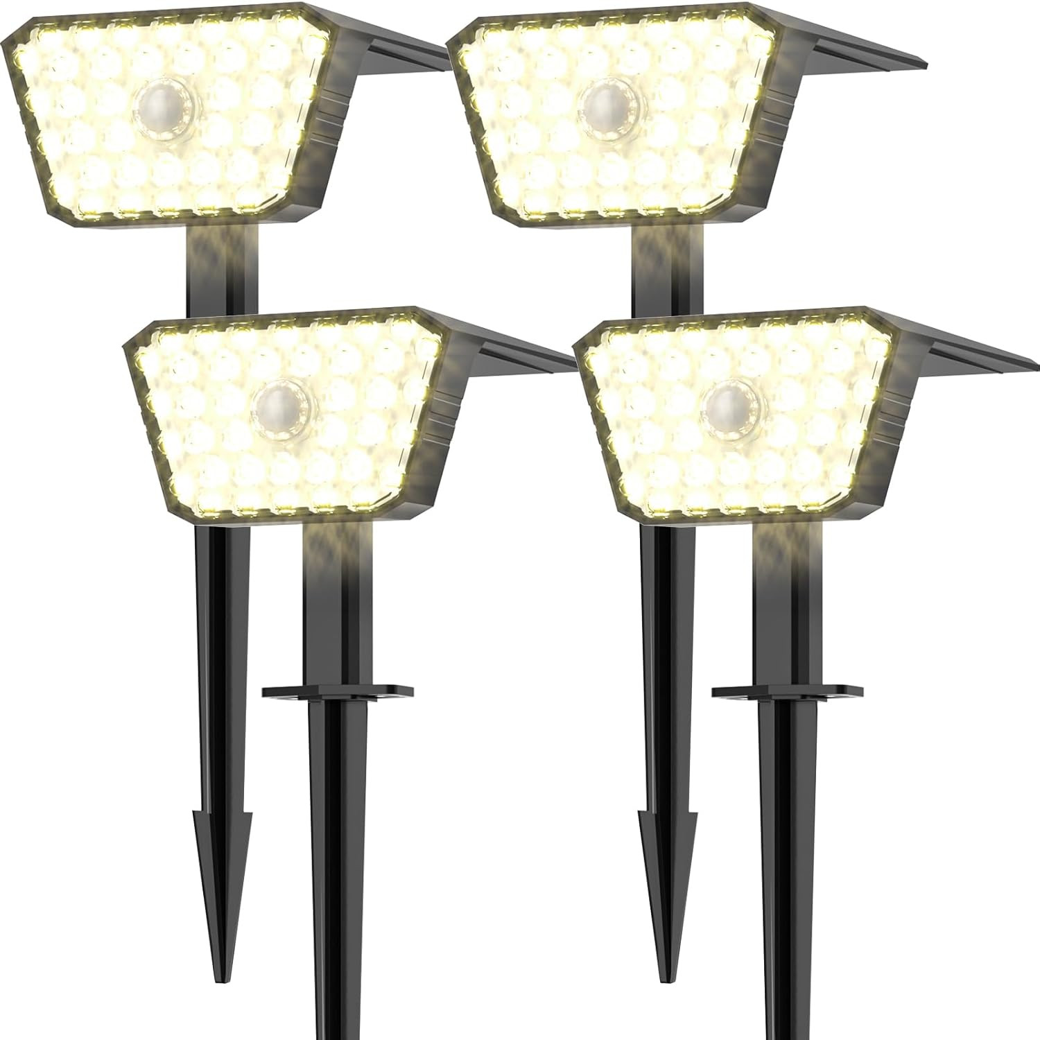 Set 4 Luci Solari LED Esterno Design Moderno Sensore Movimento