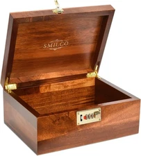Smilco Wooden Box With Hinged Lid | Combination Version New - 