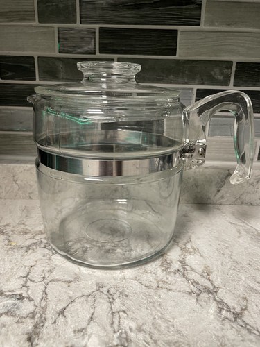 Vintage Pyrex Flameware Glass Percolator 6 Cup Coffee Pot Carafe & Lid 7756-C