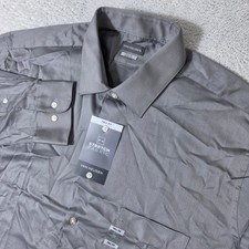 NEW Van Heusen Button Down Mens 17 35/36 Grey Tall Fit Stretch L/S Dress Shirt