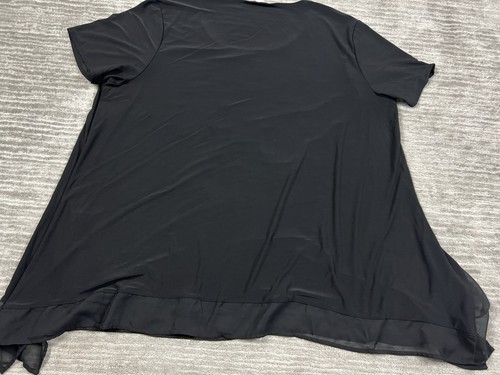 Cato Top Womens 22/24W Black Short Sleeve Polyester Blend Sheer Trim - Picture 8 of 11