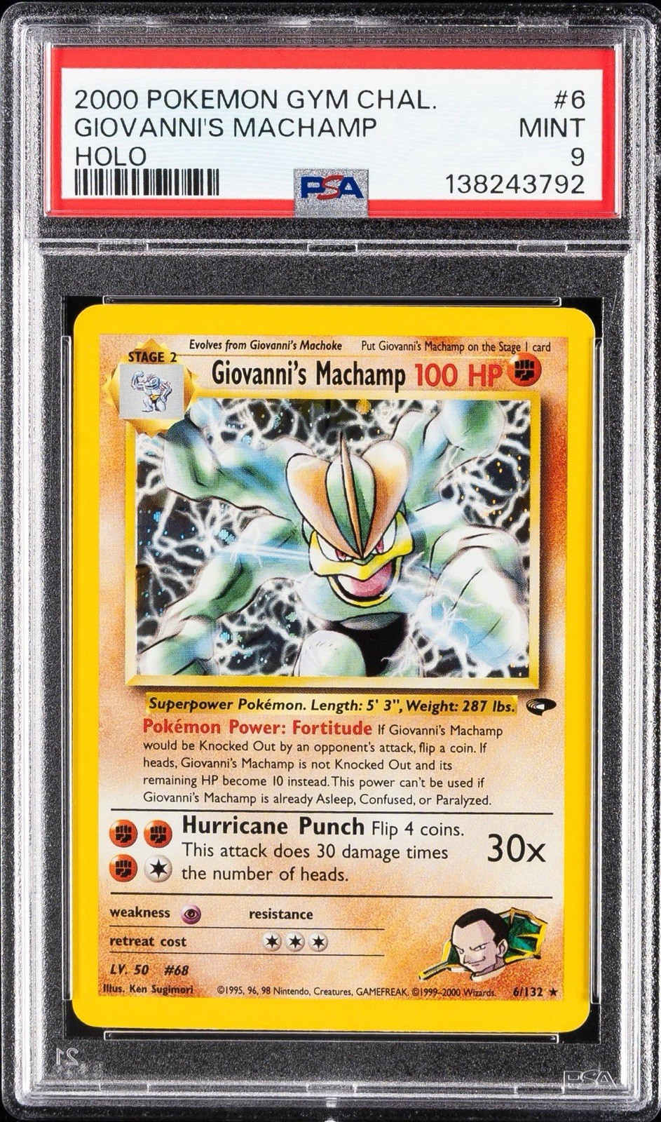Pokemon Gym Challenge - Giovanni's Machamp Holo (6/132) PSA 9