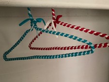 2 PCs Vintage 60-70  s Handmade ribbon Covered Hangers Colorful Boho Chic